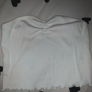 white ribbed bandeau top